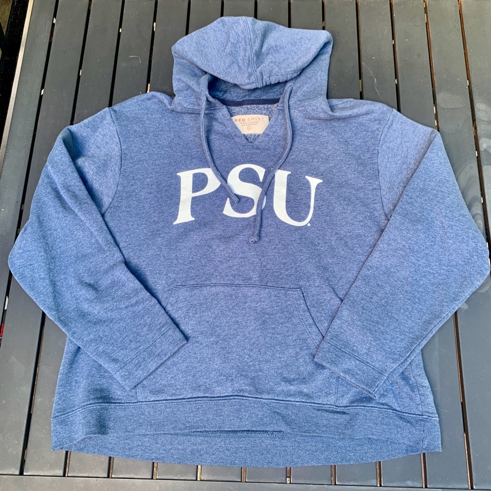 Penn State University PSU Blue White V-neck Hoodie Sweatshirt Red Shirt Large